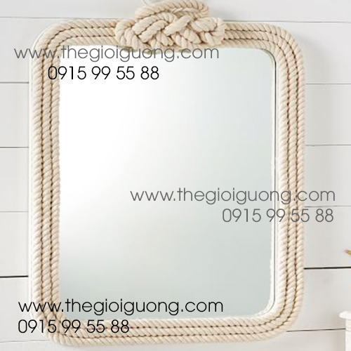 Gương soi treo tường bằng dây thừng hình chữ nhật dùng lâu vẫn bền, đẹp và cho hình ảnh rõ nét