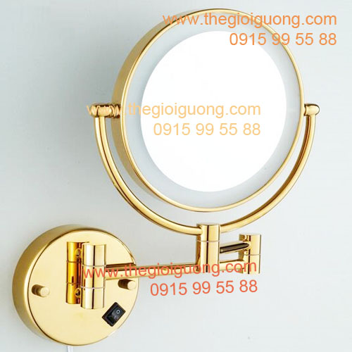 Khung gương màu vàng và đèn LED màu vàng, nên gương soi treo tường Womi SLD256D rất sang trọng